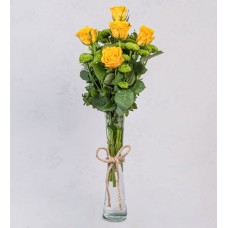 Thin Vase Of Yellow Roses With Yokos