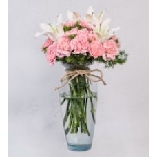 Detail of White Lilies and Pink Carnations