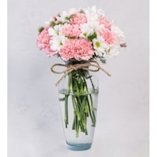 Detail of White Daisies and Pink Carnations