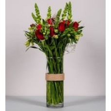 Red Roses, Doggies and White Astromelias
