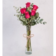5 Topaz Roses In Thin Vase