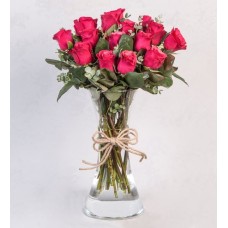 16 Topaz Roses In Vase