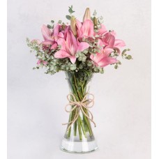 Pink Lilies In Vase