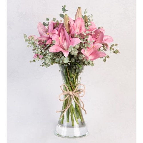 Pink Lilies In Vase