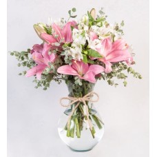 Arrangement Of Pink Liles And Astromelias