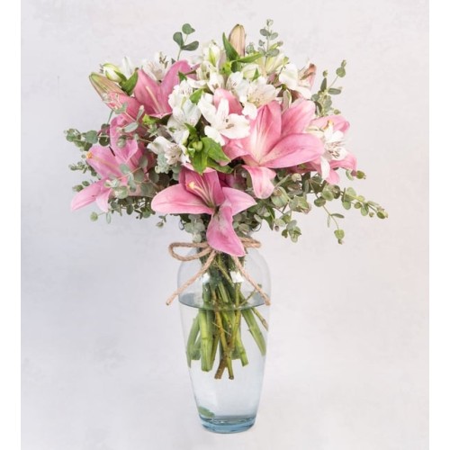 Detail Of Pink Liles And Astromelias