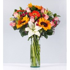 White Sunflower And Lily Arrangement