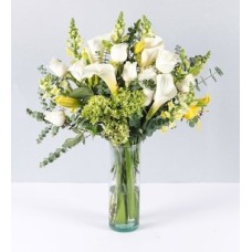 Arrangement With White Roses in Cylinder