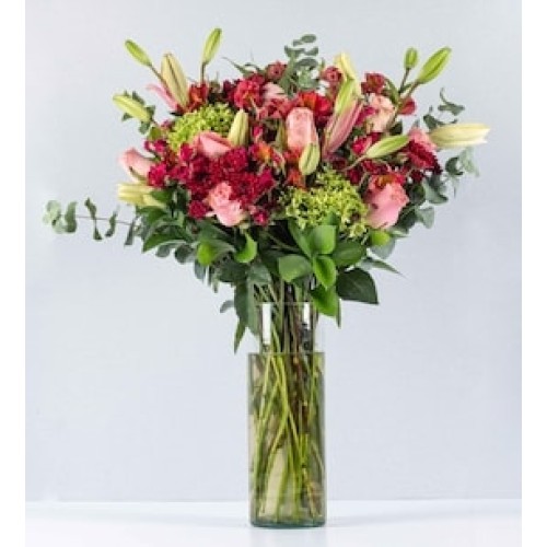 Pink Lily and Daisy in Cylinder