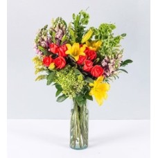 Orange Roses and Yellow Lily