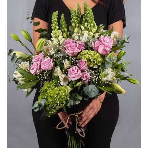 Bouquet Of Lilac And White Roses Postcard