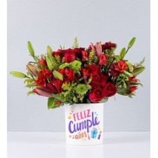 Pot Red Details With Birthday Sticker