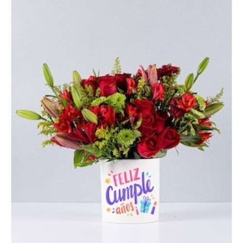 Pot Red Details With Birthday Sticker