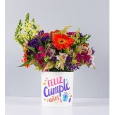 Colorful Mix Pot With Birthday Sticker