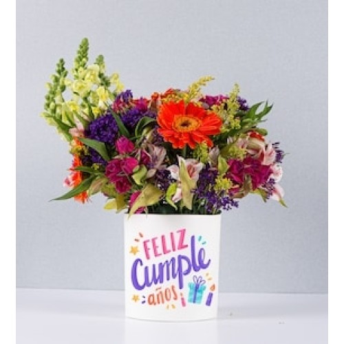Colorful Mix Pot With Birthday Sticker