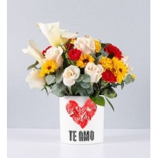 White and Autumn Pot With Love Sticker