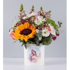 Sunflower pot and margaritas with custom sticker