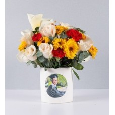 White and Autumn Pot With Personalized Sticker