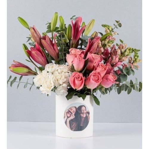 Pink Tones Pot With Personalized Sticker