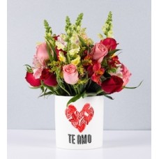 Bicolor Roses Pot and Love Sticker