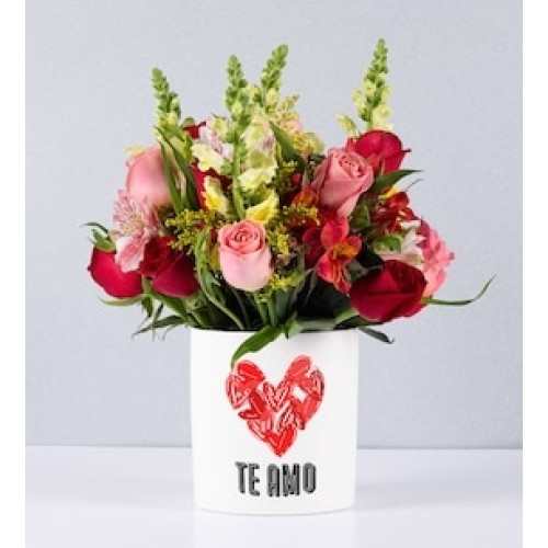 Bicolor Roses Pot and Love Sticker