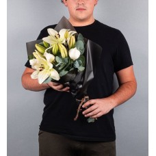 White Lily And White Rose Bouquet