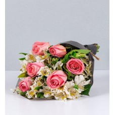 Astromelias And Pink Rose Bouquet