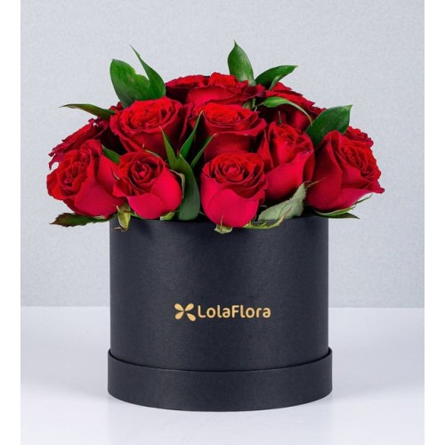 Red Roses And Ruscus Box
