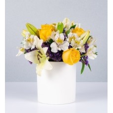 White Lily and Yellow Rose Pot
