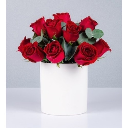 Roses and Eucalyptus Pot