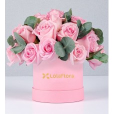 24 Pink Roses in Pink Geltex Box