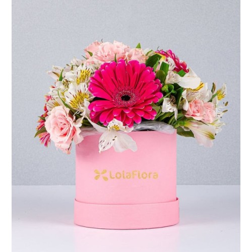 Pink Gerberas And Mini Rose Box