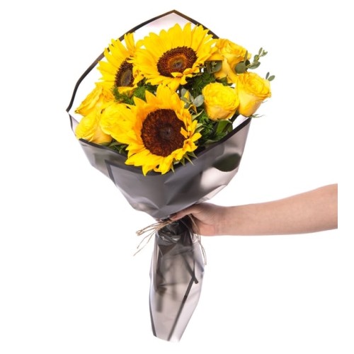 Bouquet of Sunflowers and Yellow Roses