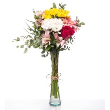 Pink Astromelias, Yellow and White Daisies, Red Gerbera and ...