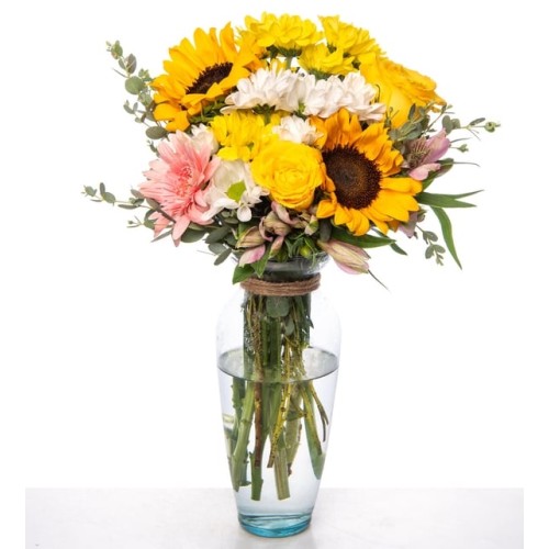 Colorful Margaritas And Yellow Pink And Sunflower And Astrom...