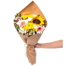 Bouquet of Pink Astromelias, Red Gerberas, Yellow and White ...
