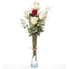 Red Roses And White Roses In Vase