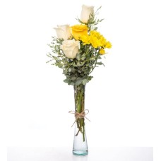 White Roses, Yellow Daisies and Yellow Rose in a Vase