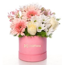 Pink Astromelias and Gerberas, White Daisies, Yellow Roses i...