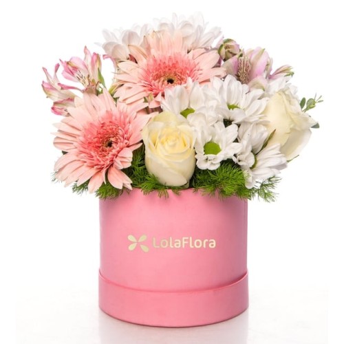 Pink Astromelias and Gerberas, White Daisies, Yellow Roses i...