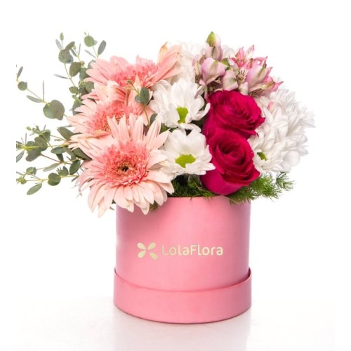Pink Astromelias and Gerberas, White Daisies and Topaz Roses...