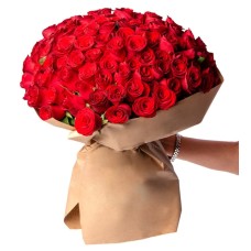200 Red Roses in a Craft Paper Bouquet