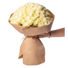 100 White Roses in Special Bouquet