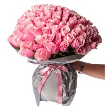 150 Pink Roses in a Special Gray Bouquet