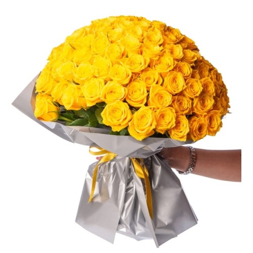 150 Yellow Roses in a Special Gray Bouquet