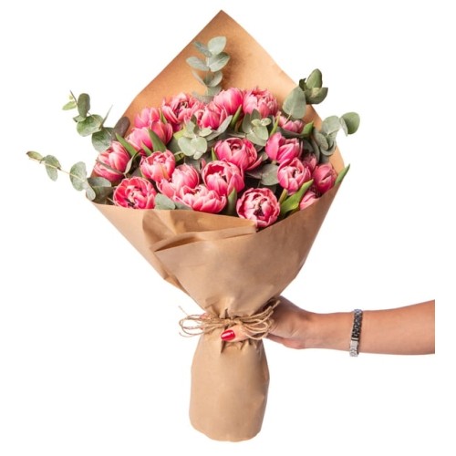 20 Pink Tulips in a Special Bouquet