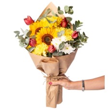 Tulip Chrysanthemum Sunflower and Daisy in Special Bouquet