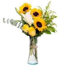 Sunflower, White Lily and Yellow Roses in a Vase