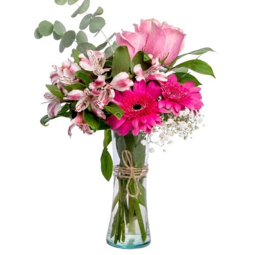 Gipsophiles and Pink Astromelia in a Vase