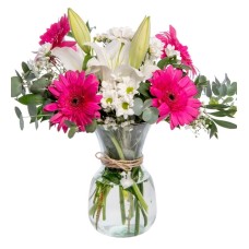 White Lily, Gerbera and Daisy in a Vase